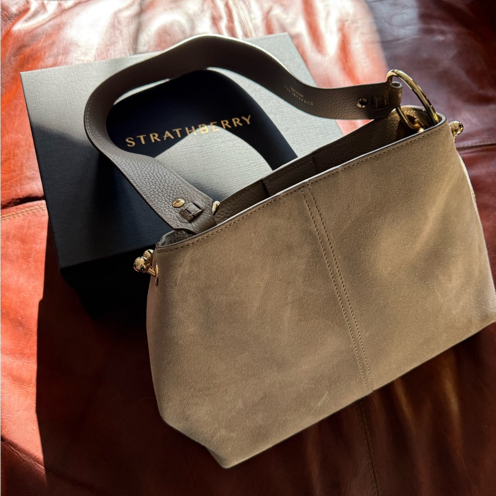 Strathberry Lana Hobo Bag – Taupe Suede
